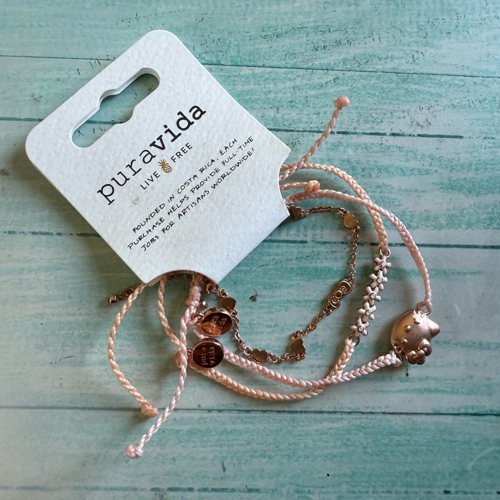 Pura Vida Hello Kitty Pink/rose 3 Bracelet Set
